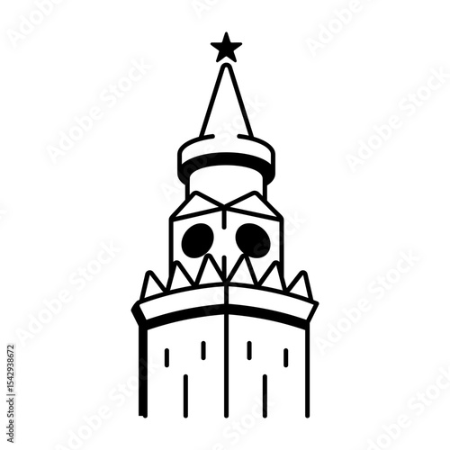 A hand drawn style icon of a kremlin tower
