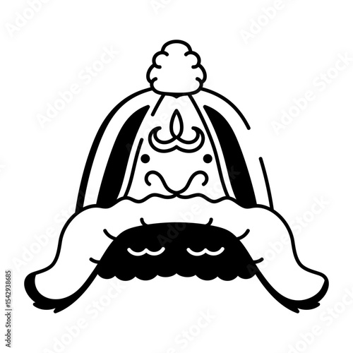A doodle style icon of a russian cossack hat 
