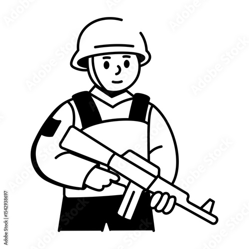 A drawing style icon showing a russian soldier