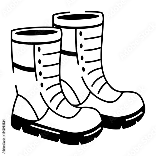 A doodle style icon of winter boots pair
