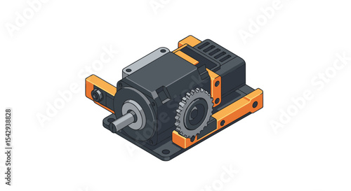 Industrial gearbox mechanism on white background for engineering design vector illustration isometric