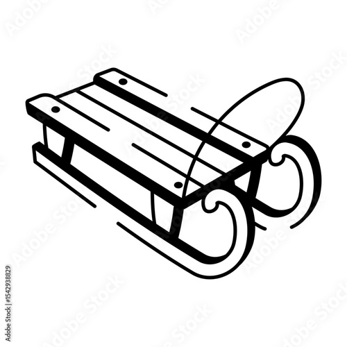 A hand drawn style icon of a sled 
