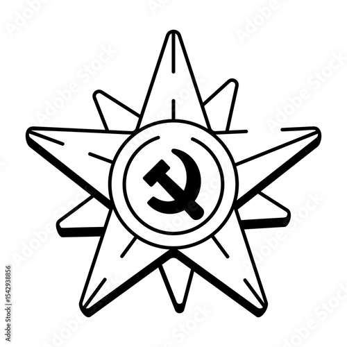 Hand drawn style icon showing a soviet star 
