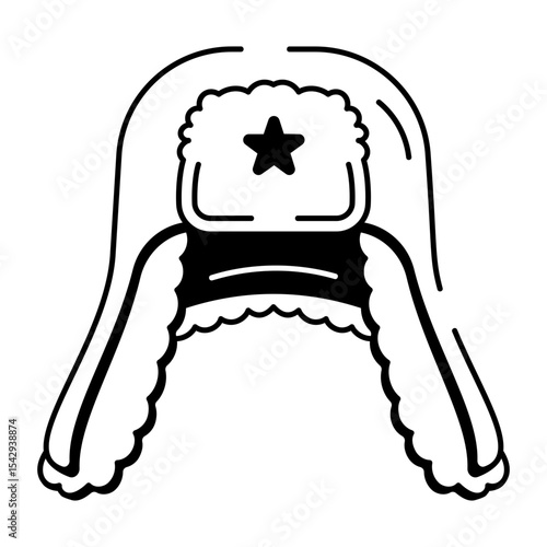A hand drawn style icon of an ushanka hat
