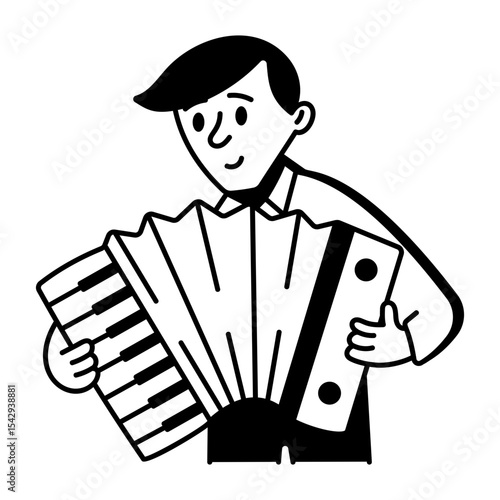 A sketchy style icon showing an accordion player
