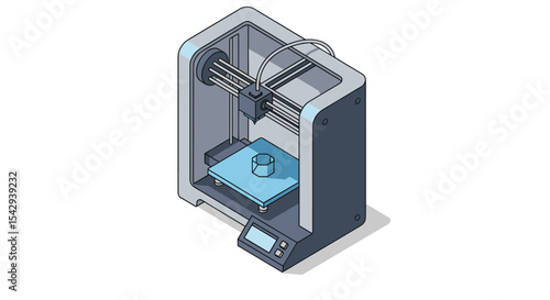 Modern 3d printing technology for prototyping and design in manufacturing vector illustration isometric