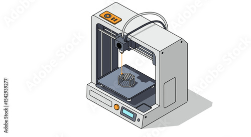 Modern 3d printing machine for innovative design and prototyping concepts vector illustration isometric
