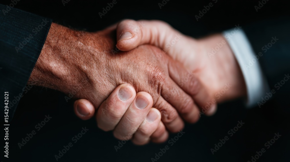 Fototapeta premium This image captures a close-up of a handshake, symbolizing trust and partnership in professional environments, highlighting the essence of business relationships.