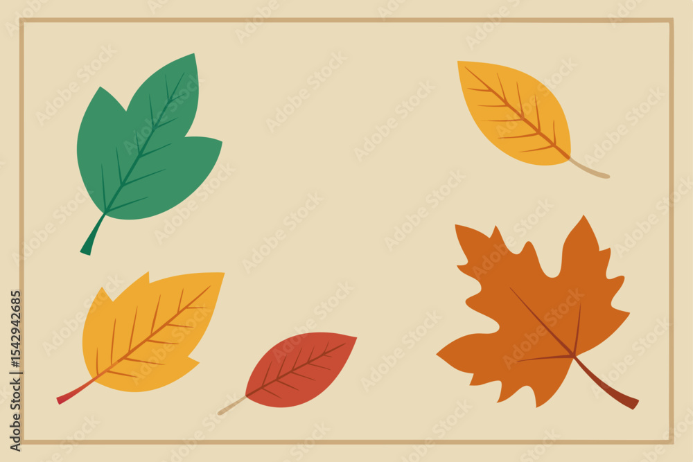 Fototapeta premium Vibrant Autumn Leaves A Colorful Collection of Fall Foliage Illustrations