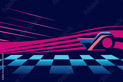 Retro Futuristic Speed 80s Synthwave Design Art