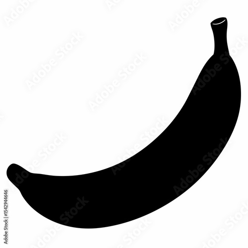Robusta Banana Silhouette on White Background


