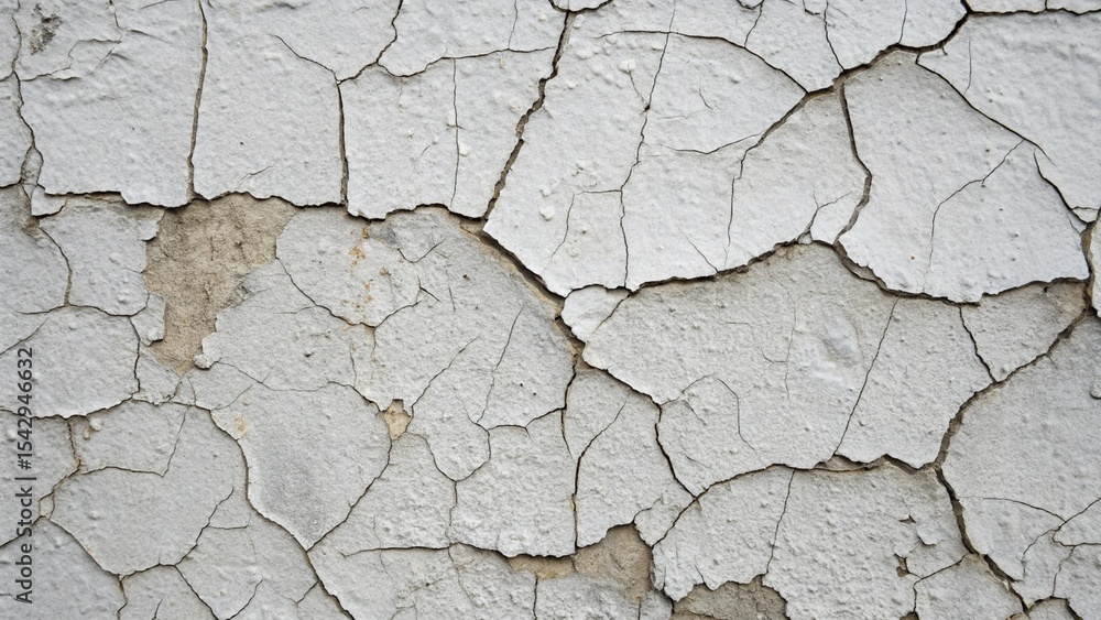 Obraz premium Close-Up of Cracked White Paint Texture on Wall – Aged and Weathered Surface Background