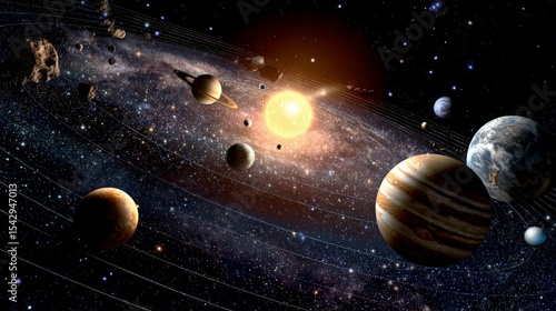 Pixelated Solar System In Space