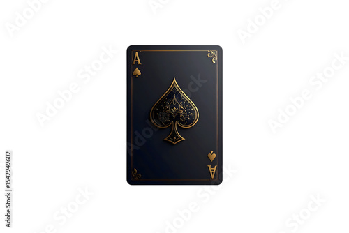 Elegant ace of spades playing card dark gold design on transparent background