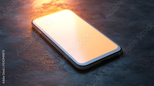 A white smartphone with an empty, bright display 