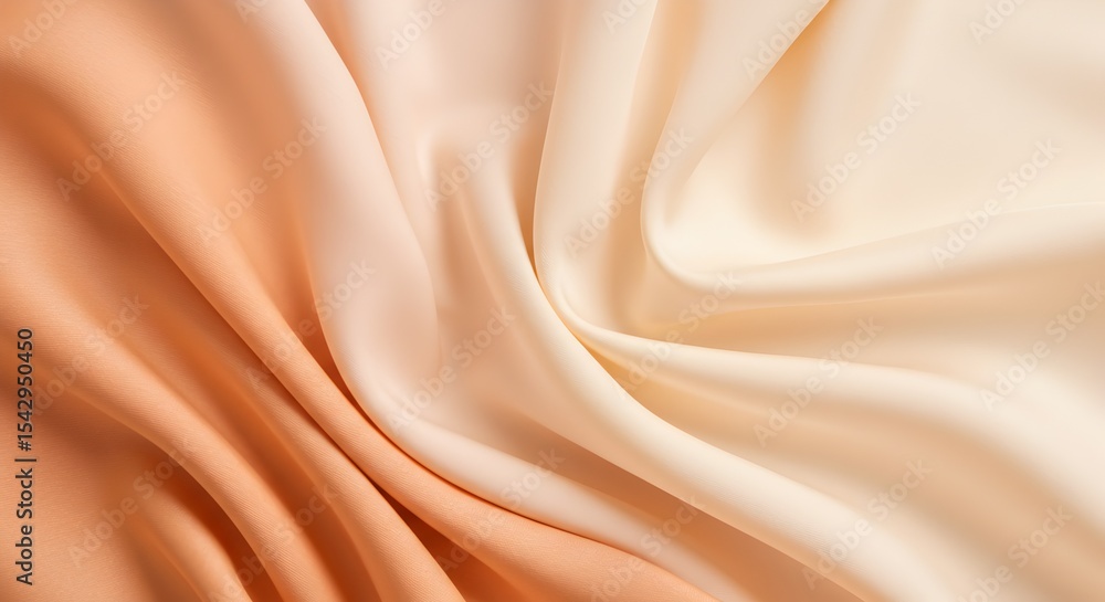 Fototapeta premium Soft beige fabric with gentle folds and creases, abstract texture photography