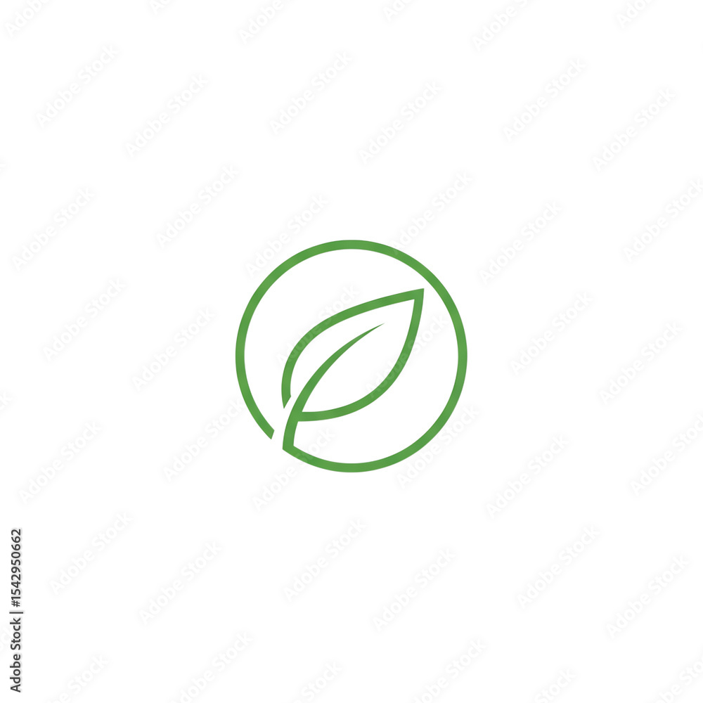Eco Leaf Circle Logo Minimal Green Environment Icon Eco Leaf Circle Logo Minimal Green Environment Icon