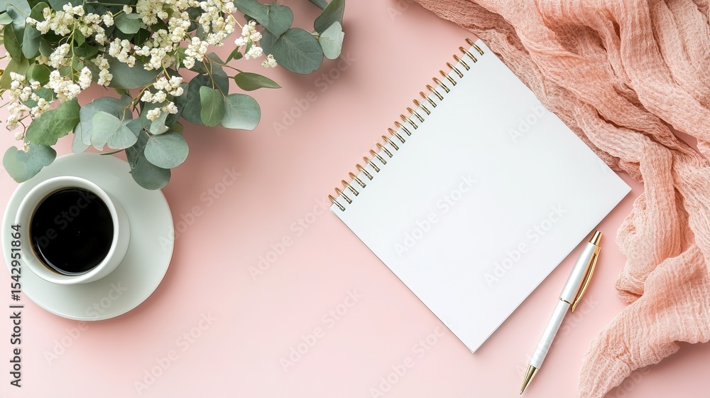 Obraz premium A white notepad with a pen resting beside it, completely blank