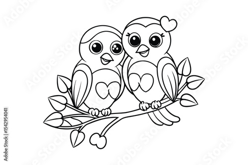 Love bird coloring page, Love bird outline 