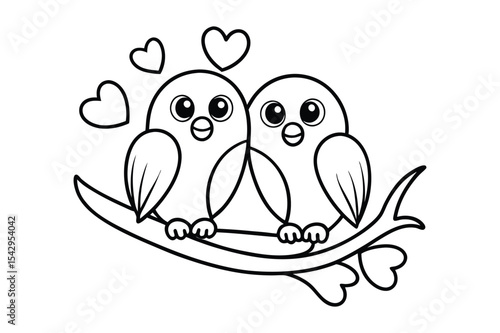 Love bird coloring page, Love bird outline 