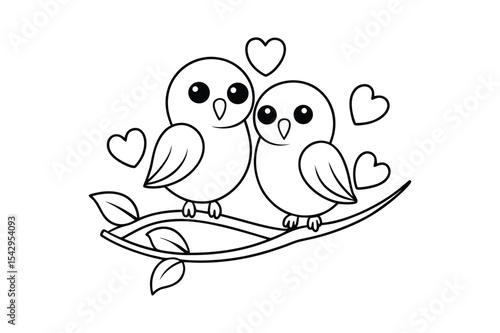 Love bird coloring page, Love bird outline 
