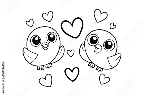 Love bird coloring page, Love bird outline 