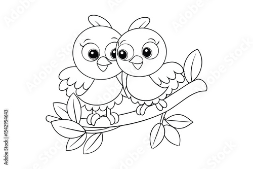 Love bird coloring page, Love bird outline 