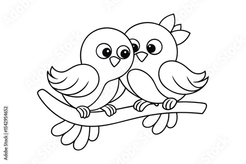 Love bird coloring page, Love bird outline 