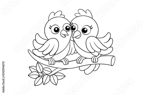 Love bird coloring page, Love bird outline 