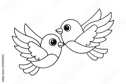 Love bird coloring page, Love bird outline 