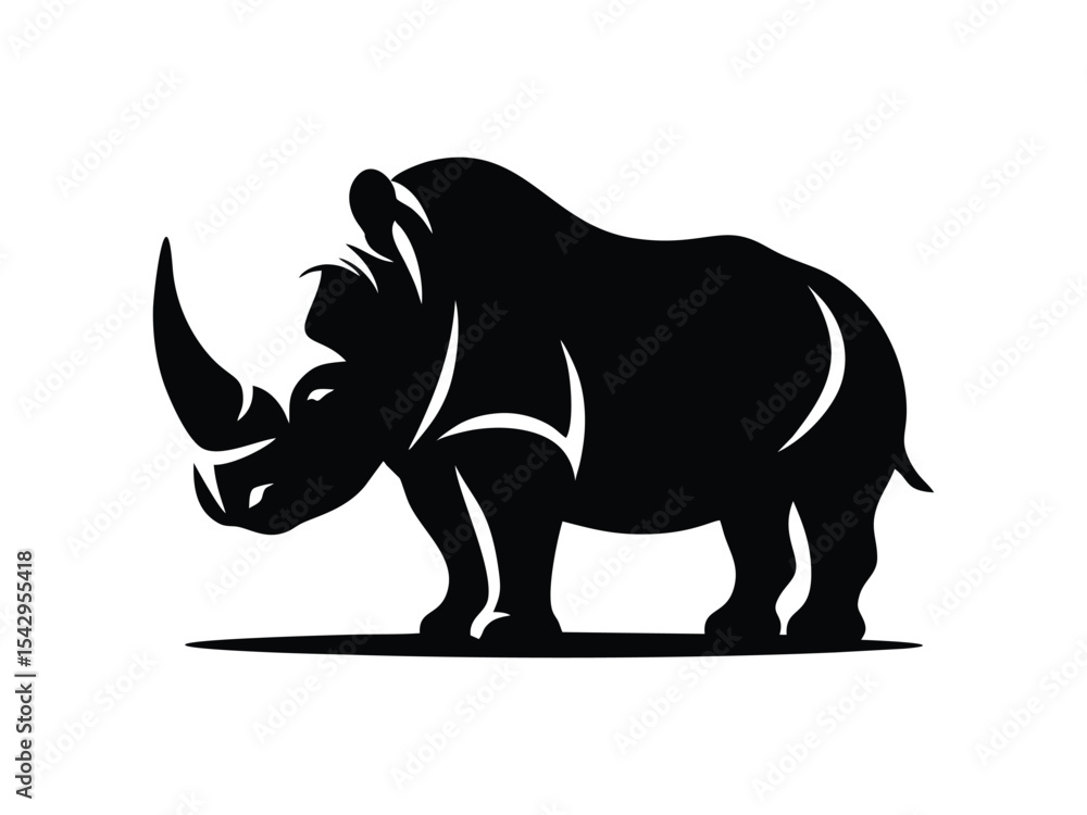 Fototapeta premium rhino vector illustration, silhouette of a rhinoceros, side view