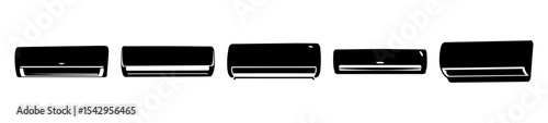 A series of five air conditioning units, a simple black drawing