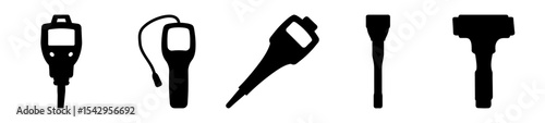 Black Silhouette of Various Diagnostic and Testing Tools Equipment