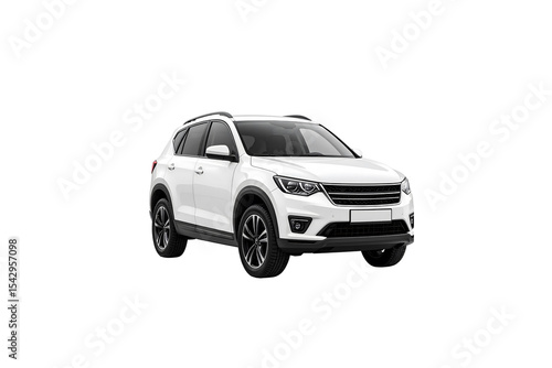 Modern white suv compact crossover vehicle design car on transparent background