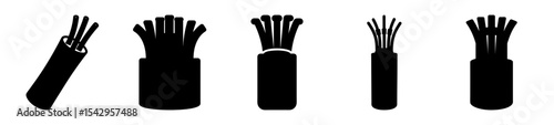 Five black and white icons of electrical cables with various numbers of wires