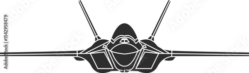 Icon of Turkish fighter jet TAI Kaan front view, icon TAI Kaan isolated in black.