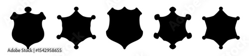 Collection of various black and white Sheriff star badge and shield silhouettes