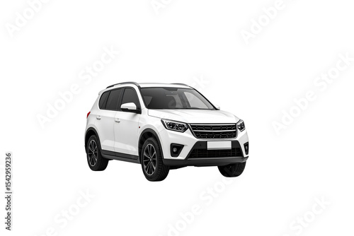 Modern white suv crossover vehicle studio shot car new on transparent background