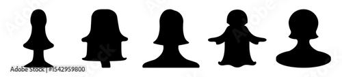 Stylized Silhouettes of Various Abstract Humanoid Figures, Representing Diversity and Individuality