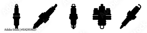 Silhouette Illustration of Different Spark Plug Designs Commonly Used in Engines