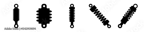 Stylized illustrations of shock absorbers and isolators in vector format black shapes