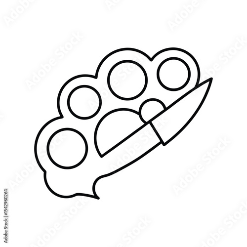 brass knuckle knife line art