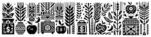 Hand‑Drawn Moneybox Illustration, Tribal Saving Folk Art Pattern Vector for Finance and Childhood Learning Themes Design