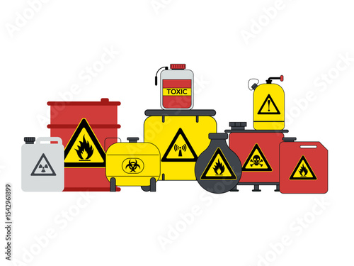 different container hazard chemical liquid compressed gas oil safety tank dangerous radioactive flammable substance illustration background clipart