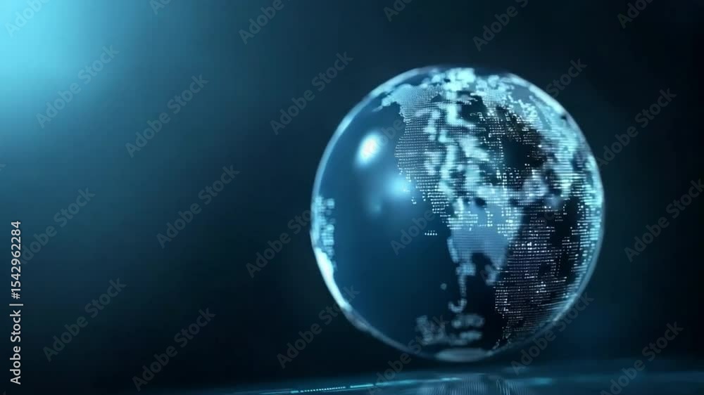 Crystal Globe: A captivating image of a crystal globe, seemingly levitating against a deep blue backdrop. The globe's continents are subtly illuminated, creating an ethereal and futuristic ambiance. Crystal Globe: A captivating image of a crystal globe, seemingly levitating against a deep blue backdrop. The globe's continents are subtly illuminated, creating an ethereal and futuristic ambiance.