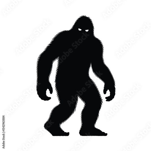Black Silhouette Bigfoot Walking Hairy Creature Monster white