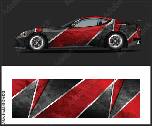 Red and Black Sport Car Wrap Design Template