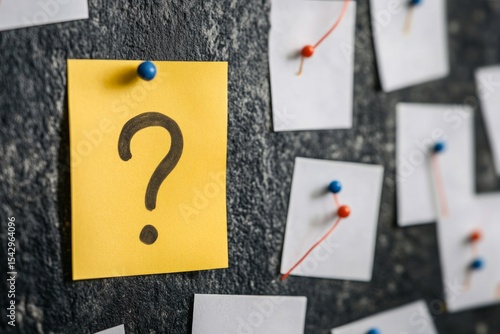 Question Mark On Yellow Sticky Note On Dark Gray Board
