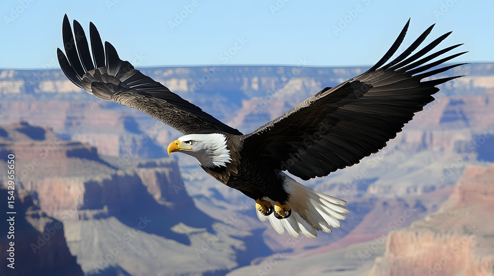 Fototapeta premium A majestic eagle soaring over the Grand Canyon