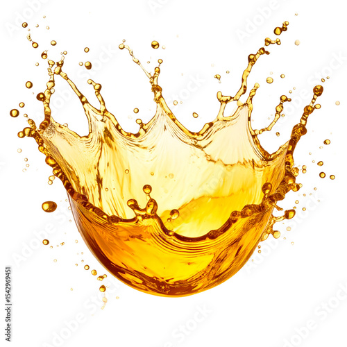 Glass of splashing orange juice with ice isolated on white